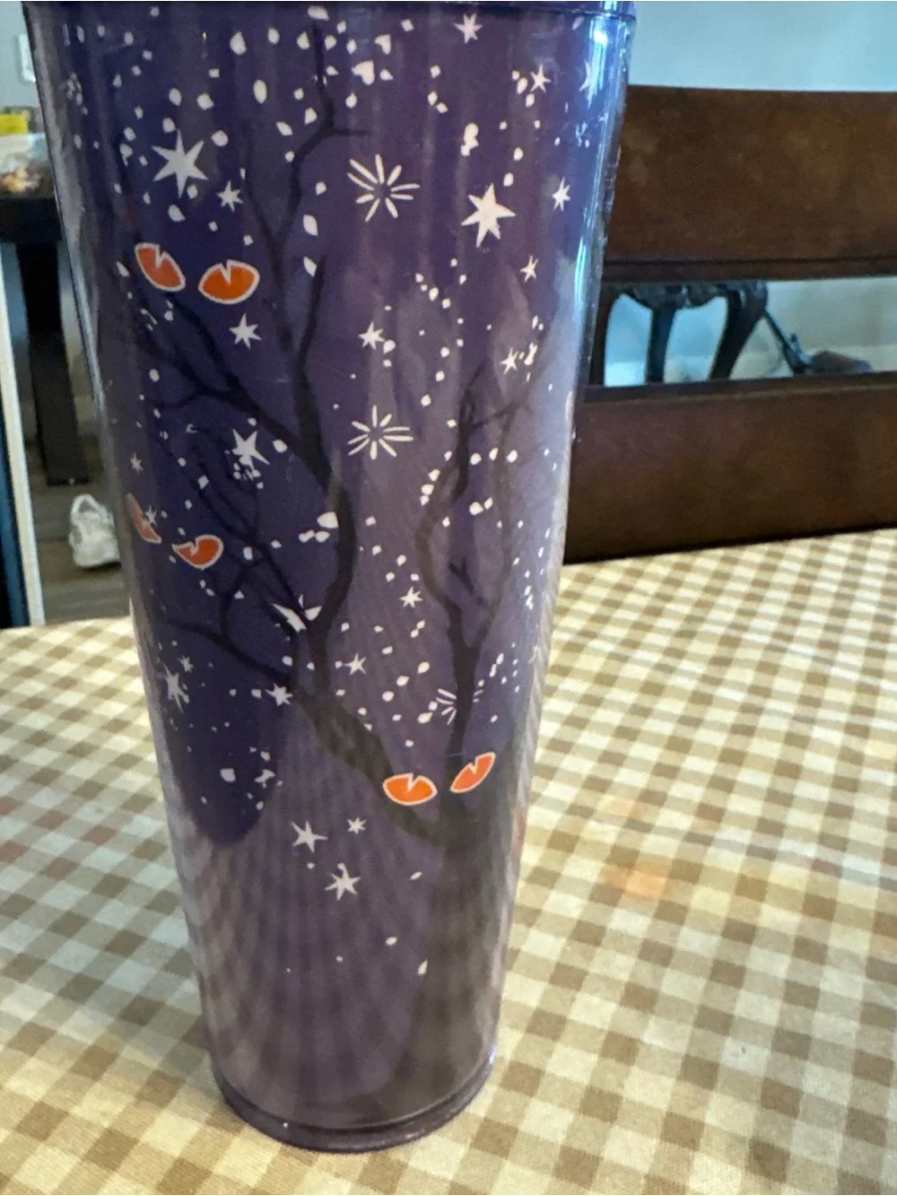 Purple Starry Tree Travel Tumbler with Orange Accents Starbucks